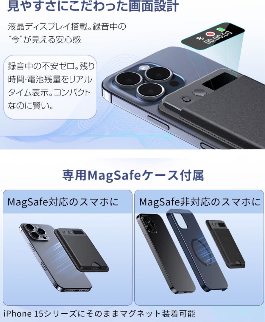 AI ボイスレコーダー 64GB大容量ワンタッチ録音 自動文字起こし&議事録生成