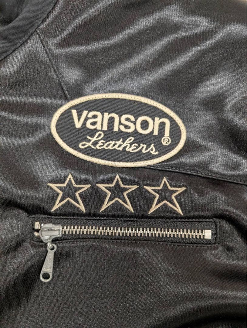 VANSON ブラック シングルライダースジャケット