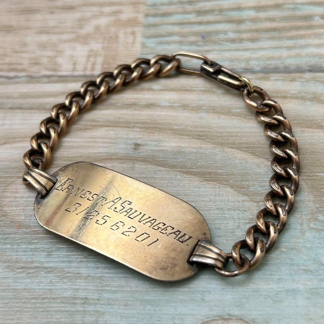 希少 US ARMY 陸軍 IDブレスレット 10K 金張り 約17cm