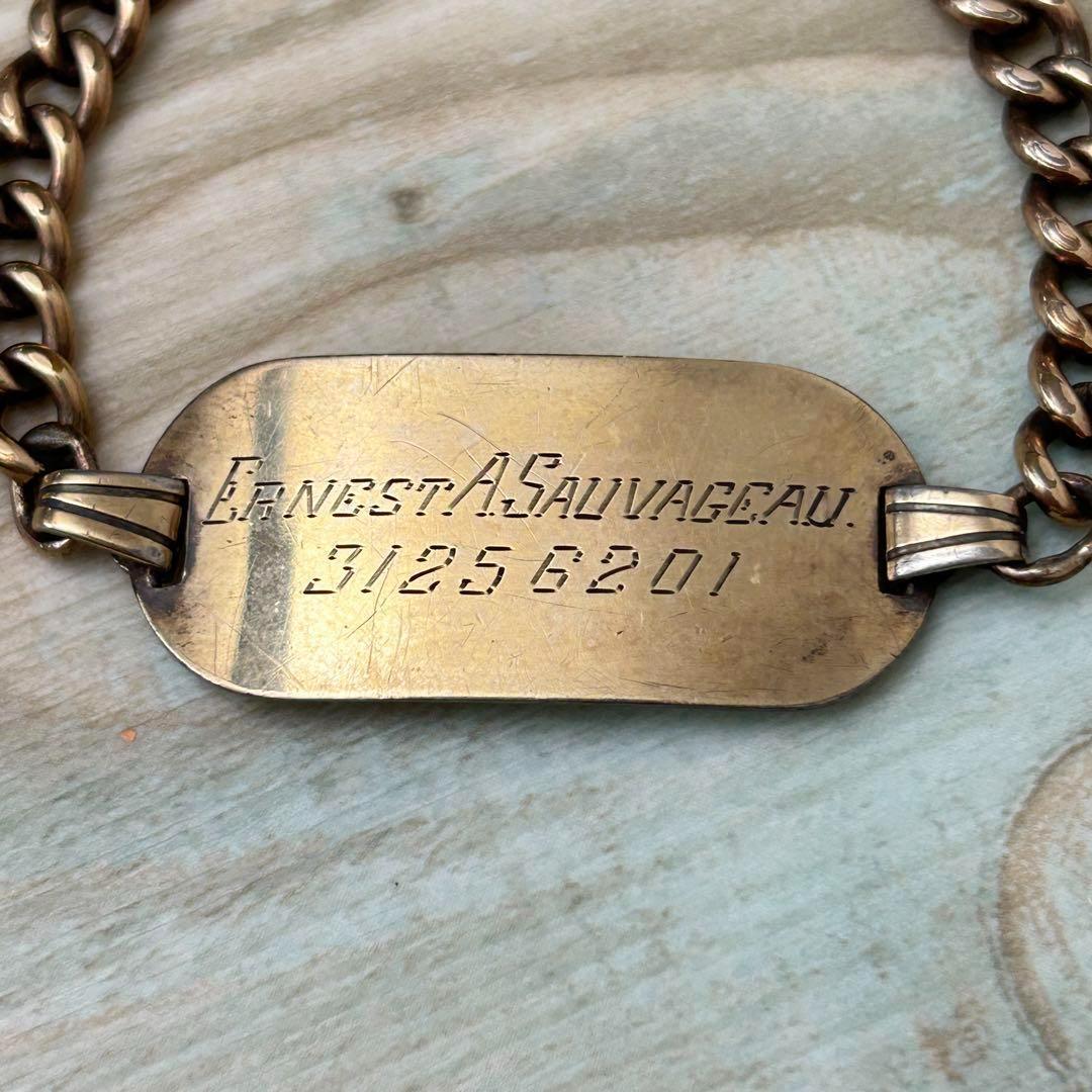 希少 US ARMY 陸軍 IDブレスレット 10K 金張り 約17cm