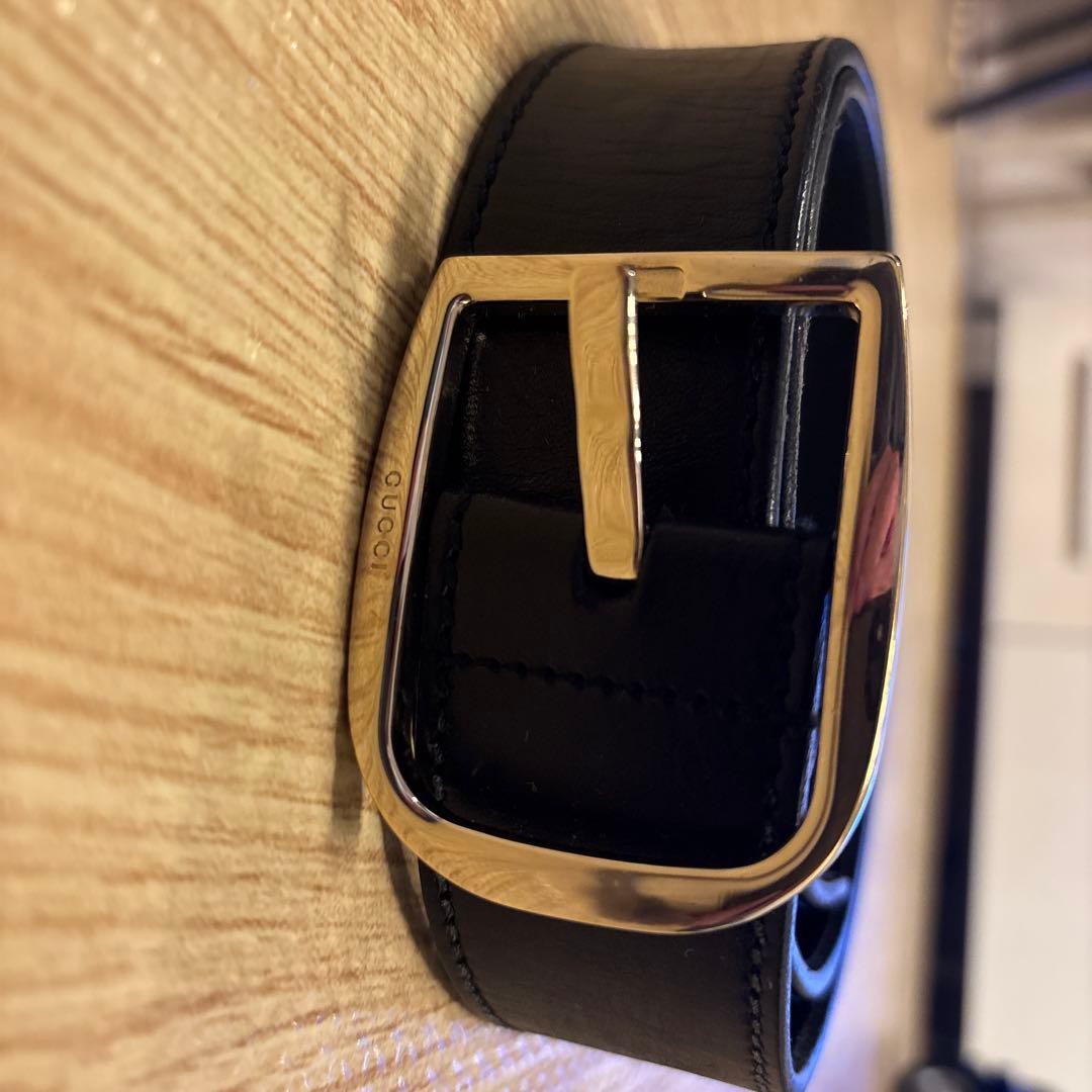 GUCCI ブラックレザー ベルト 85cm