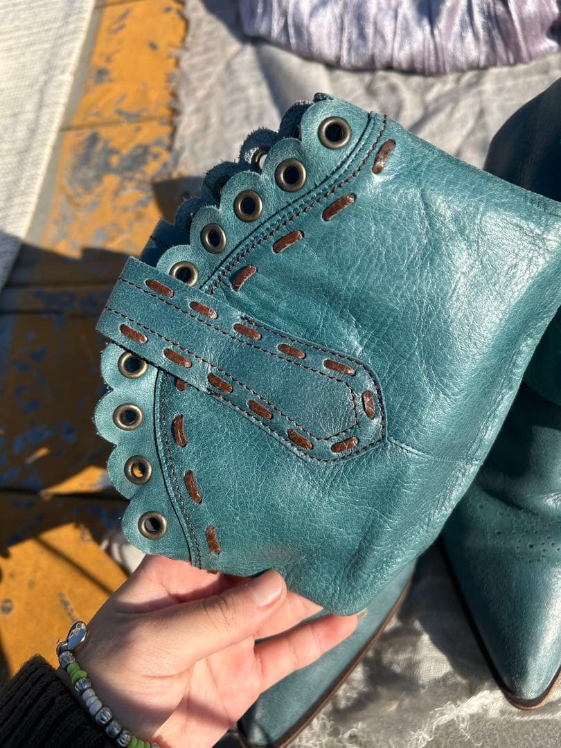 早い者勝ち値下げ！！ 海外ブーツレア!! ☆ターコイズウエスタンブーツ☆