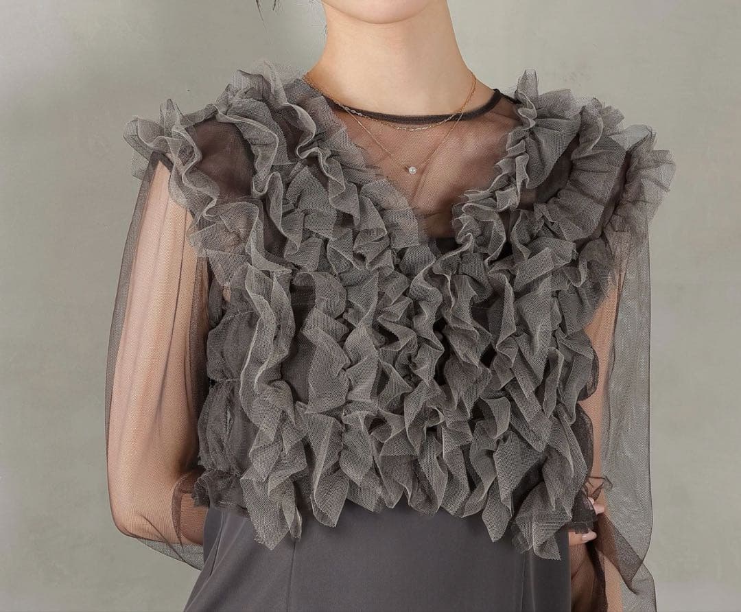 【kana】チュールボリュームフリルベストシアートップス ワンピース 3点セット