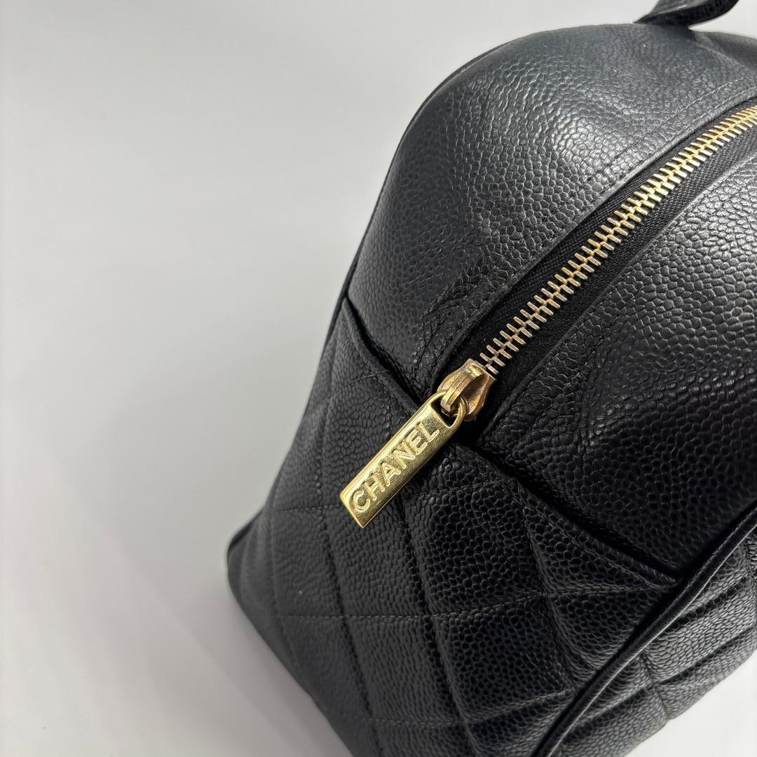 超極美品 シャネル マトラッセ キャビアスキン ココ ミニ ボストンバッグ