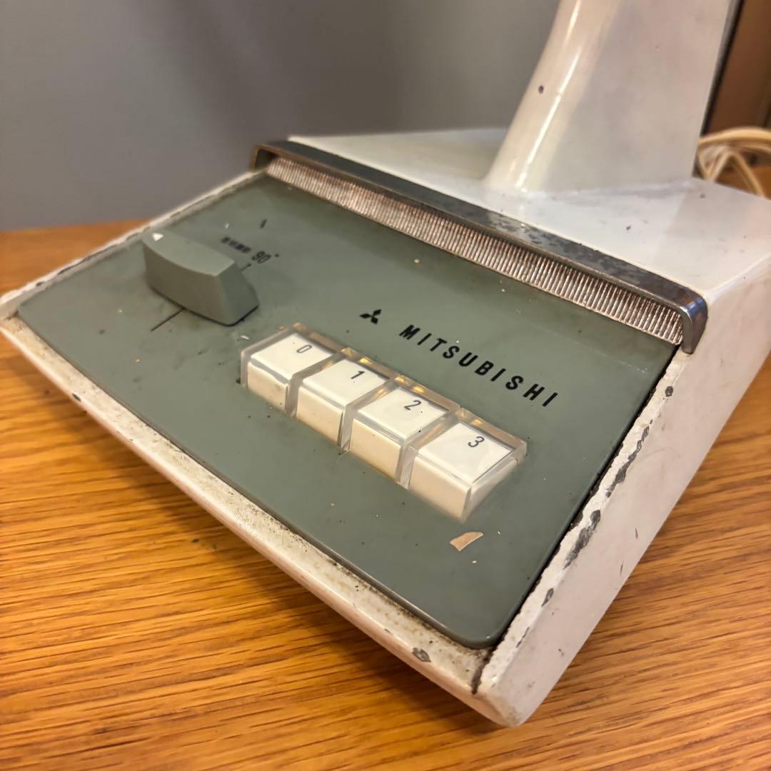 【希少昭和レトロ】三菱扇風機D35-L2型 三枚羽 細目扇 色調オリーブ 動作品
