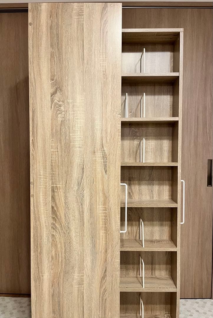 【完成品】LOWYA オーク 本棚 隙間収納 幅/奥行/高さ＝37/44/180