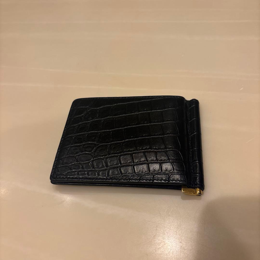 SAINT LAURENT ブラック レザー マネークリップ