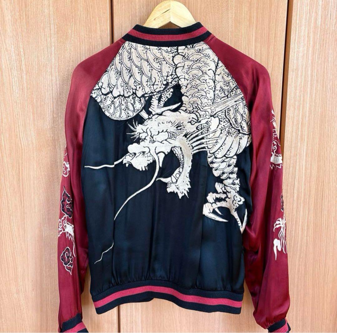 ドラゴン刺繍スカジャン 黒赤