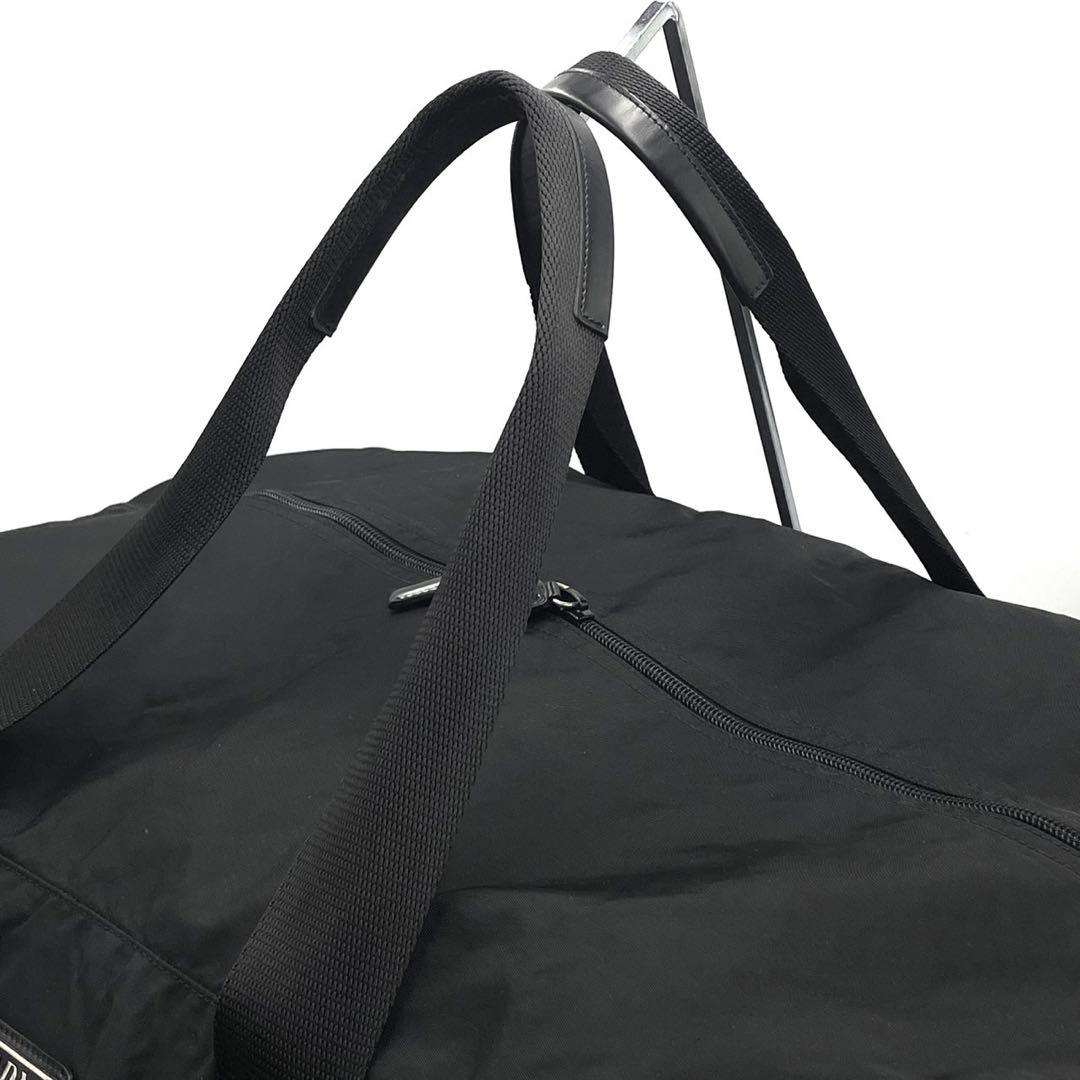 【美品✨】プラダ 三角ロゴ ボストンバッグ 大容量 プレート 旅行 白タグ 黒