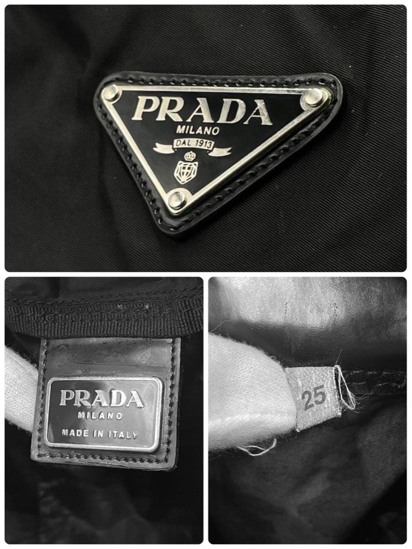 【美品✨】プラダ 三角ロゴ ボストンバッグ 大容量 プレート 旅行 白タグ 黒