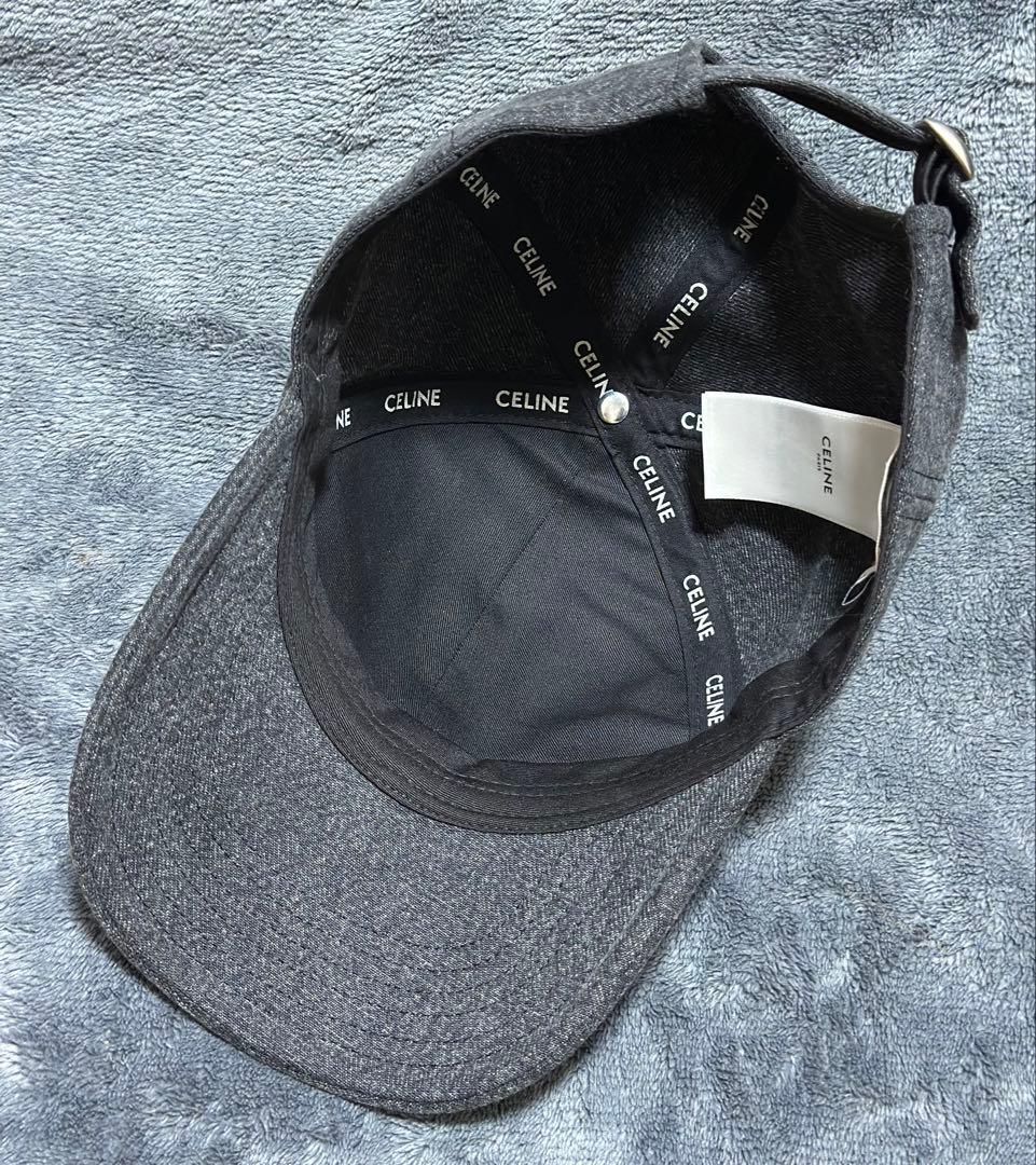 CELINE イニシャル ベースボールキャップ コットン グレー M 帽子