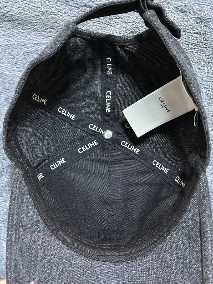 CELINE イニシャル ベースボールキャップ コットン グレー M 帽子