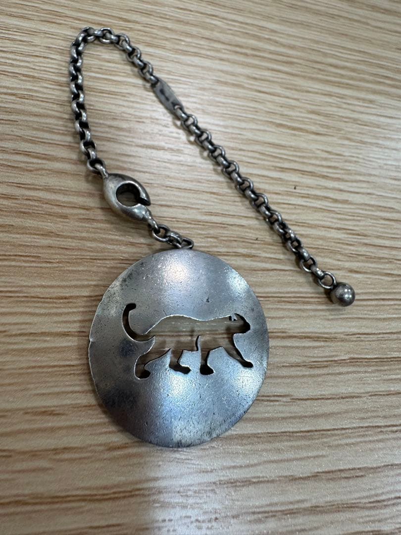 HERMES 925シルバー 猫シルエット キーホルダー