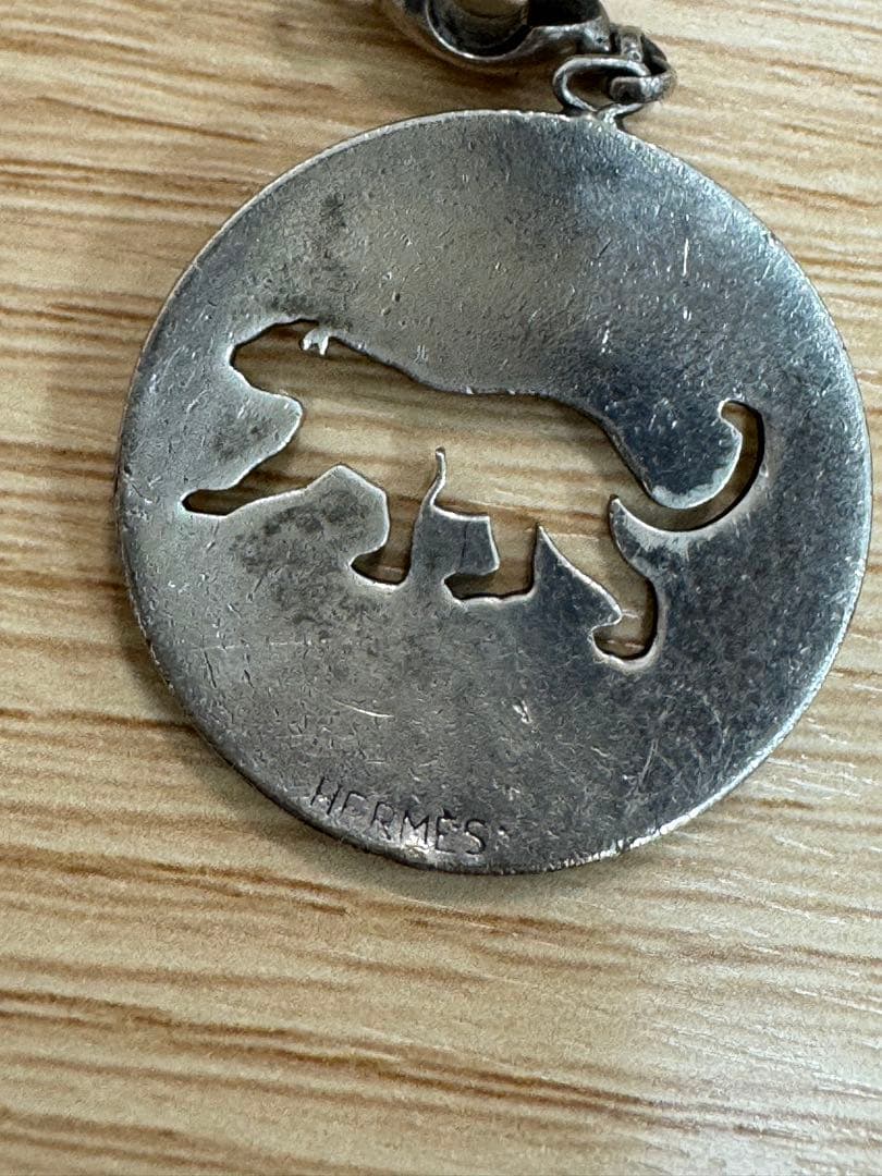HERMES 925シルバー 猫シルエット キーホルダー