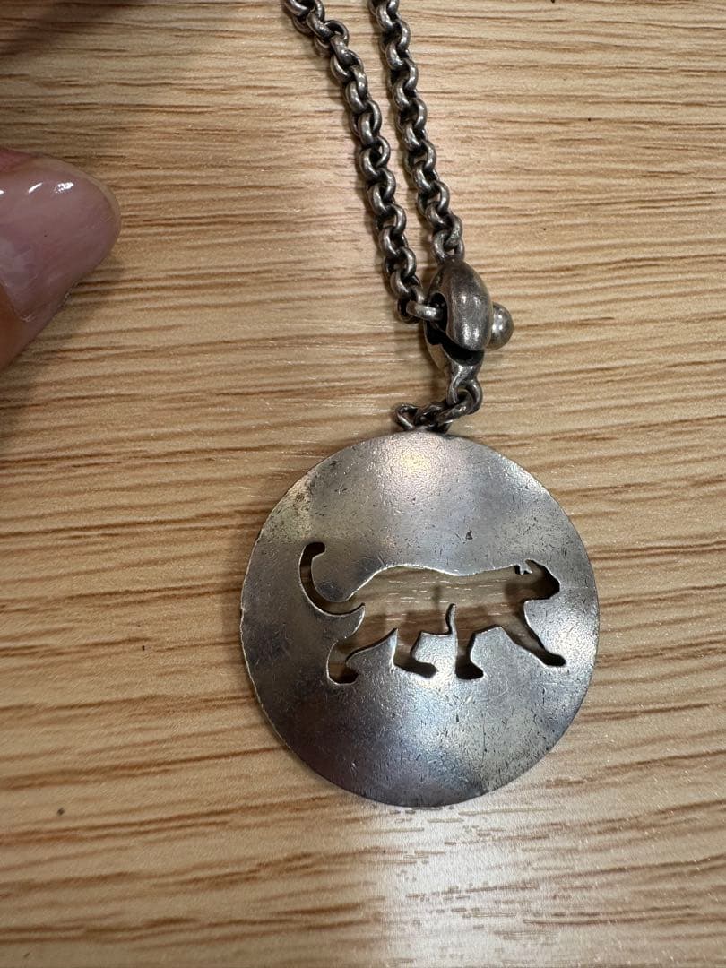 HERMES 925シルバー 猫シルエット キーホルダー