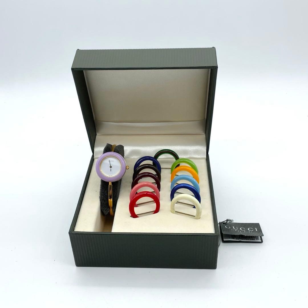 良品☆稼働　GUCCI チェンジベゼル　新品電池　レディース腕時計