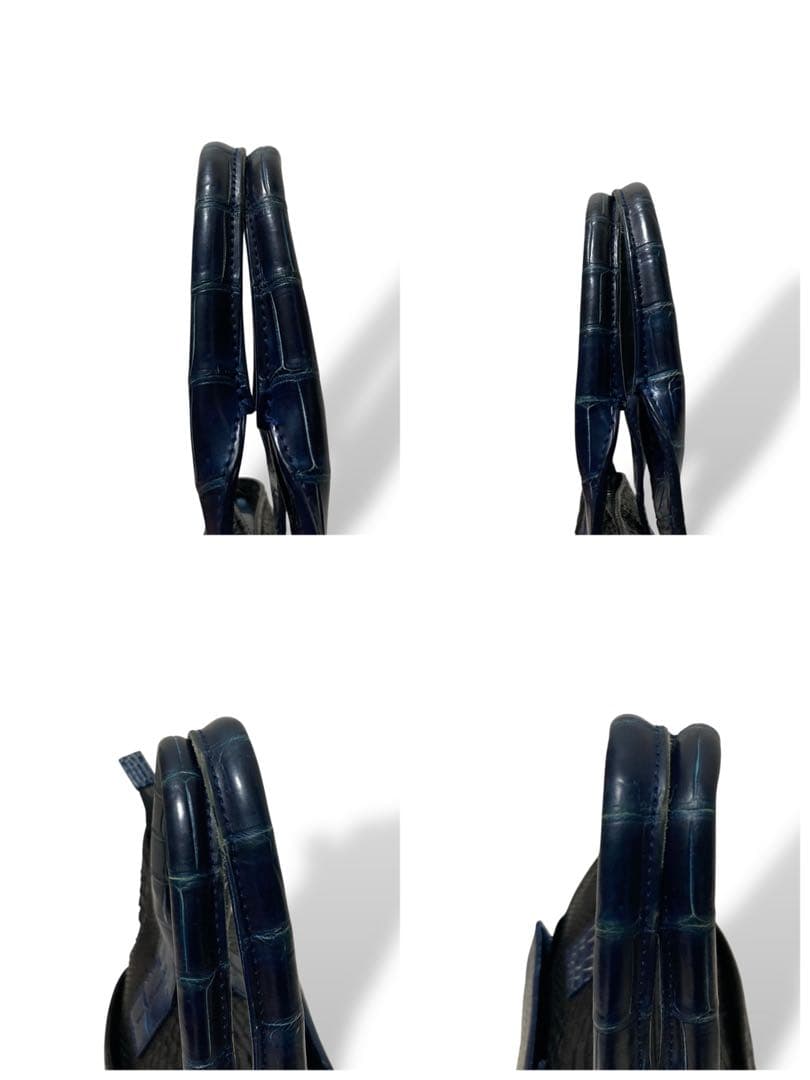 【美品】池田工芸　藍染めクロコダイル×純黒パイソン　おまかせ仕立て　ゴルフトート