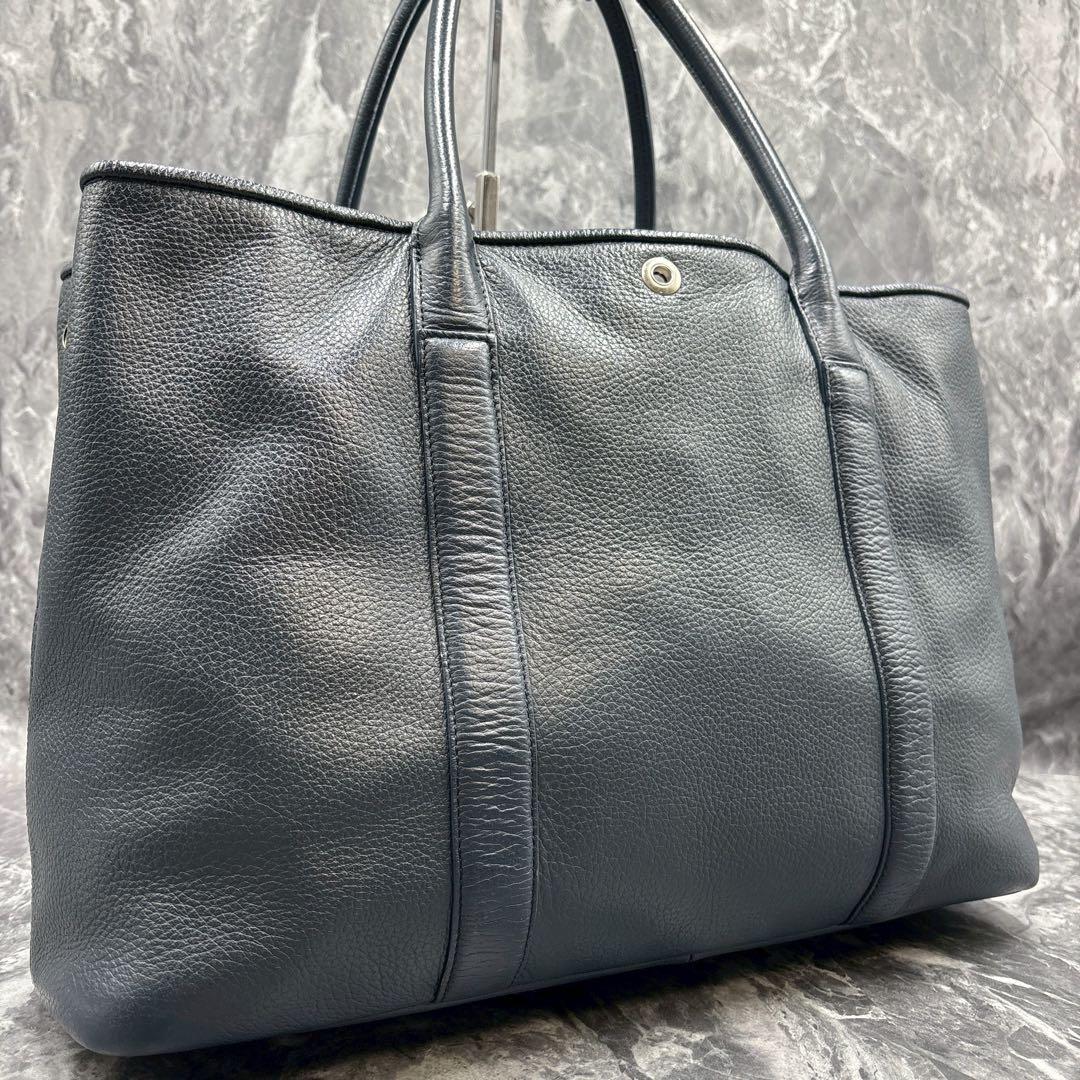 【人気】バーニーズニューヨーク トートバッグ レザー シボ革 ネイビー