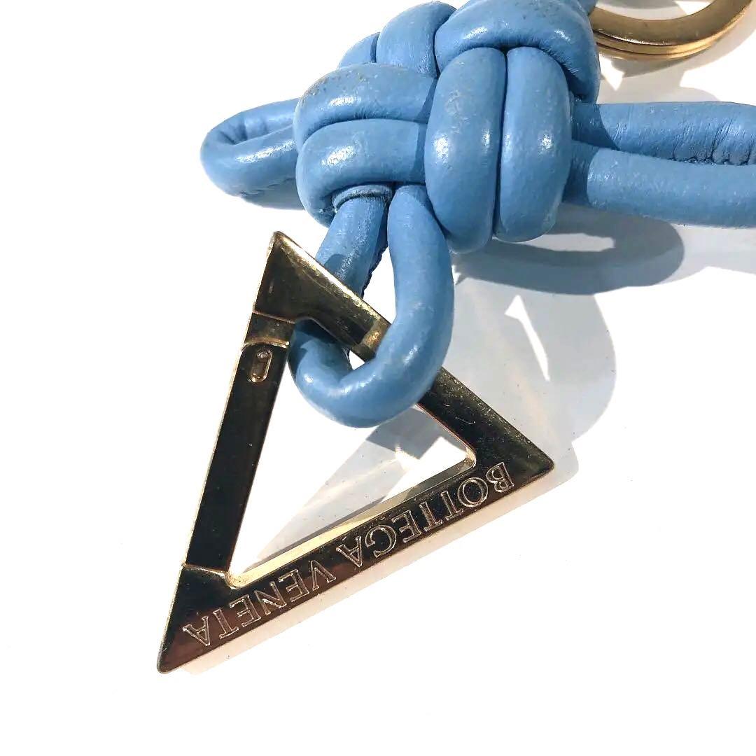 s1566 BOTTEGA VENETA 青 レザー キーリング 男女兼用