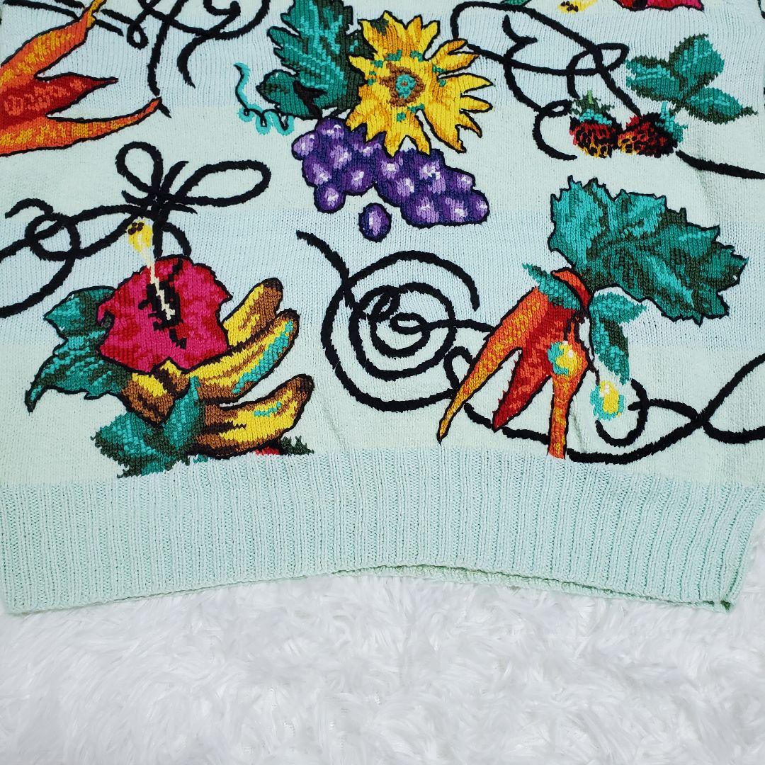 希少✨ficce　フィッチェ　ハンドニット　セーター　花柄　果物　野菜　柄