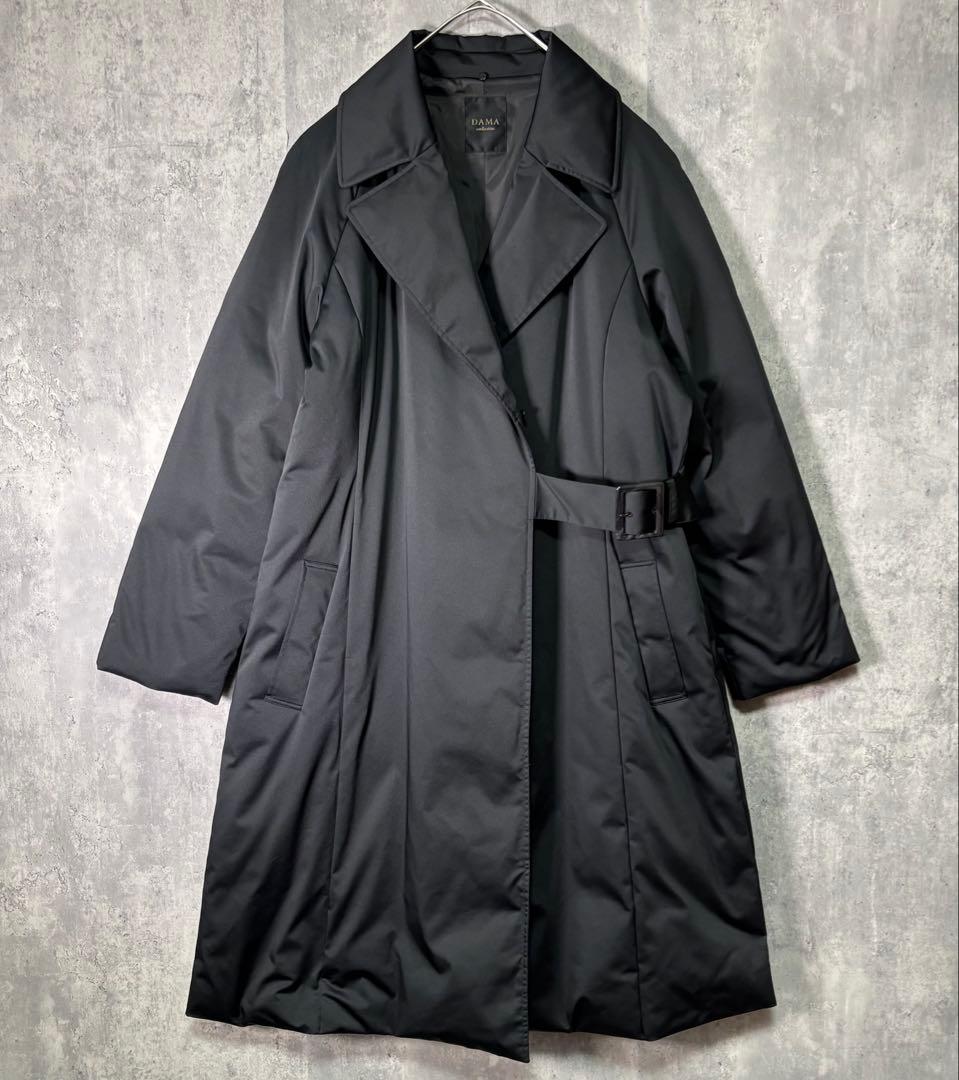 高級 美品 DAMA collection ダウン ロングコート 黒 ベルト付き