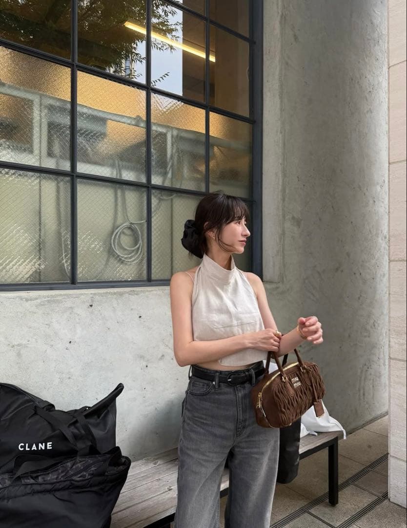 トップス CLANE HALTER HIGH NECK CAMISOLE TOPS