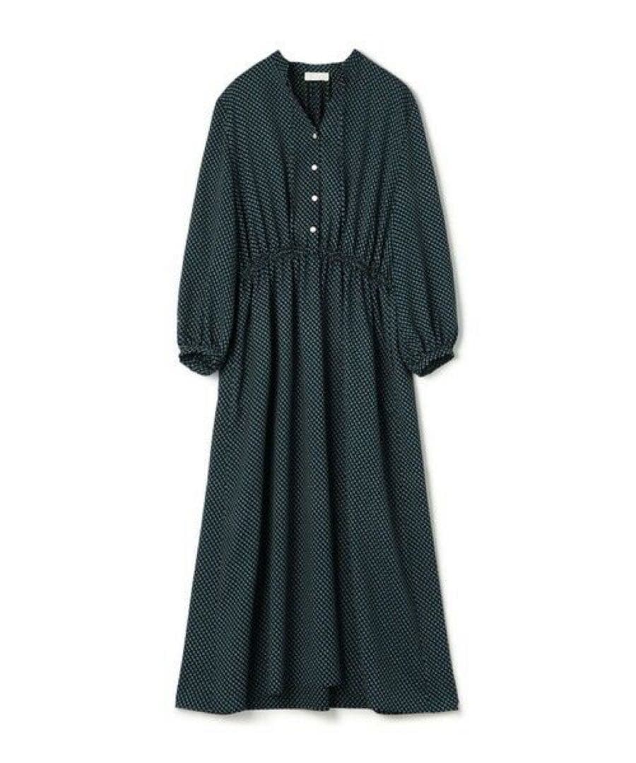 Ballsey ジオメトリックスクエアプリント ウエストシャーリングワンピース