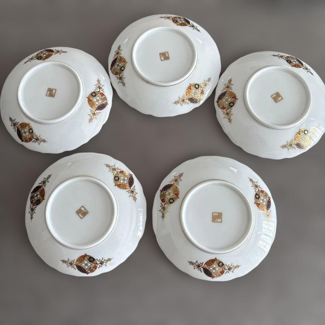 美濃焼 庫山窯 金彩七宝紋 輪花 小皿5枚＋大皿1枚 セット 和食器