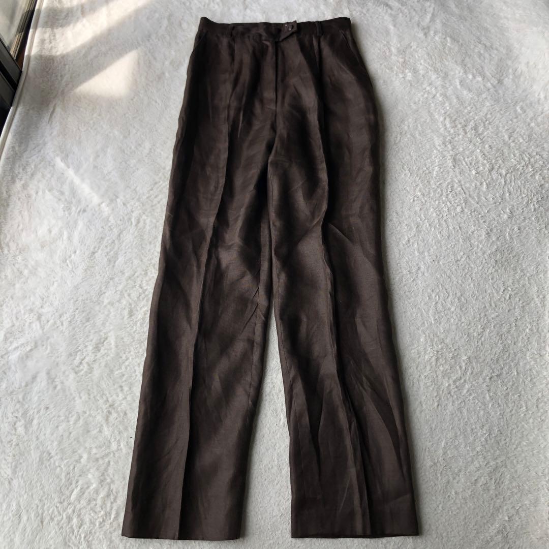 大きいサイズ　リネン100% SCAPA パンツスーツ　涼しい　ブラウン