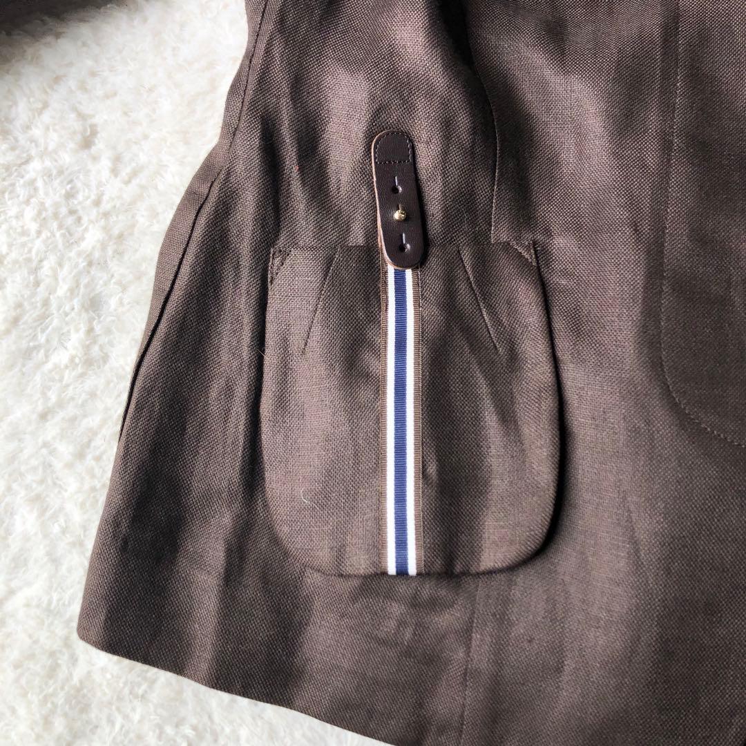 大きいサイズ　リネン100% SCAPA パンツスーツ　涼しい　ブラウン