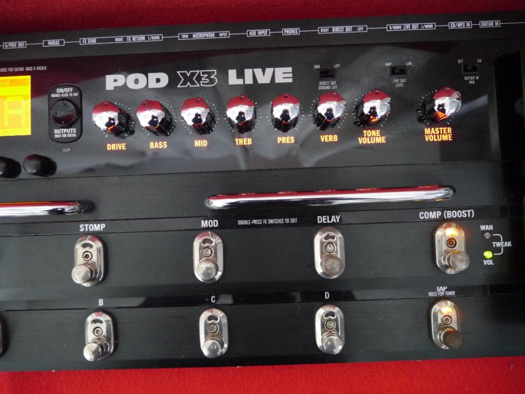 【中古】LINE6 POD X3 LIVEギターエフェクター 純正電源アダプタ付