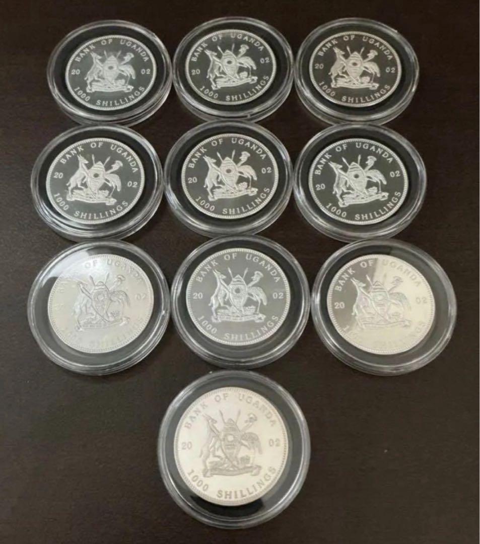 ウガンダ　海の生き物　10枚セット　プルーフ　2002年　1000シリング　硬貨