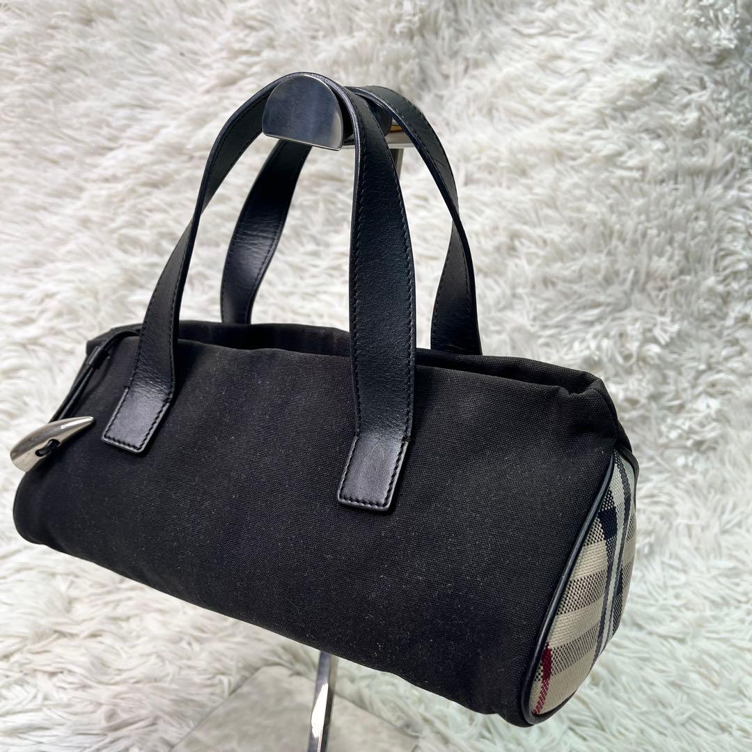 希少✨バーバリー ミニボストン ハンドバッグ キャンバス×レザー ノバチェック