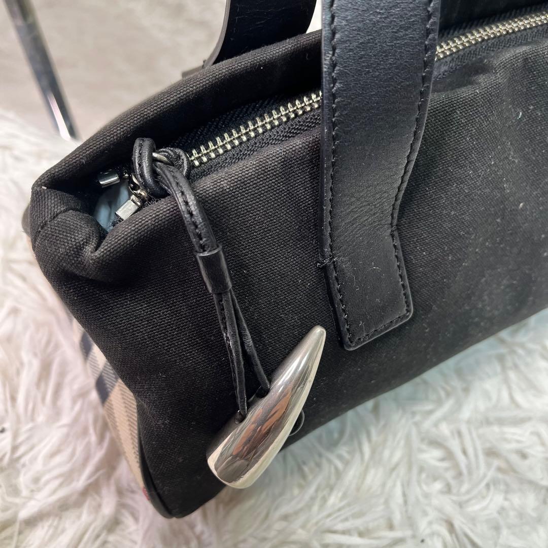 希少✨バーバリー ミニボストン ハンドバッグ キャンバス×レザー ノバチェック