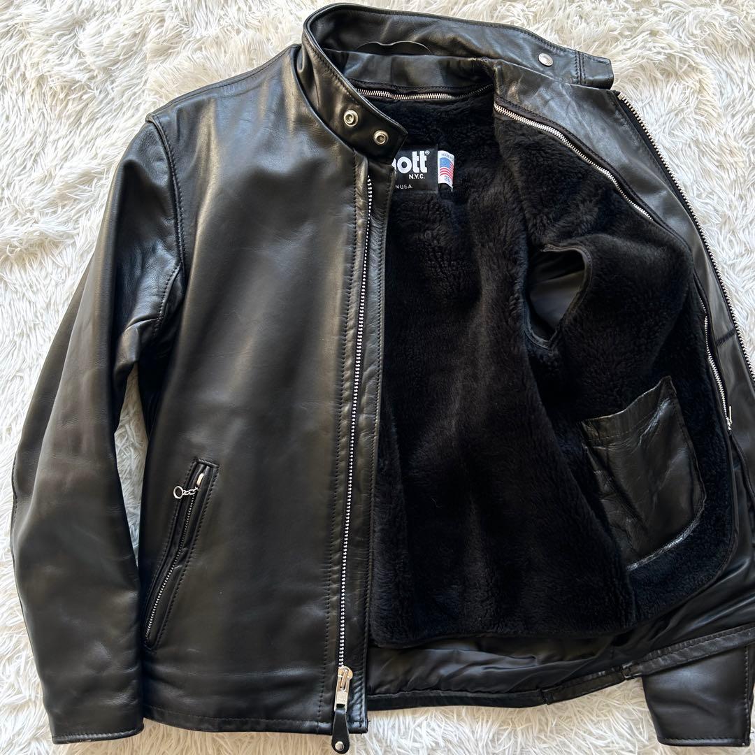 【極美品】ショット　シングル　ライダースジャケット　641 ブラック　M相当