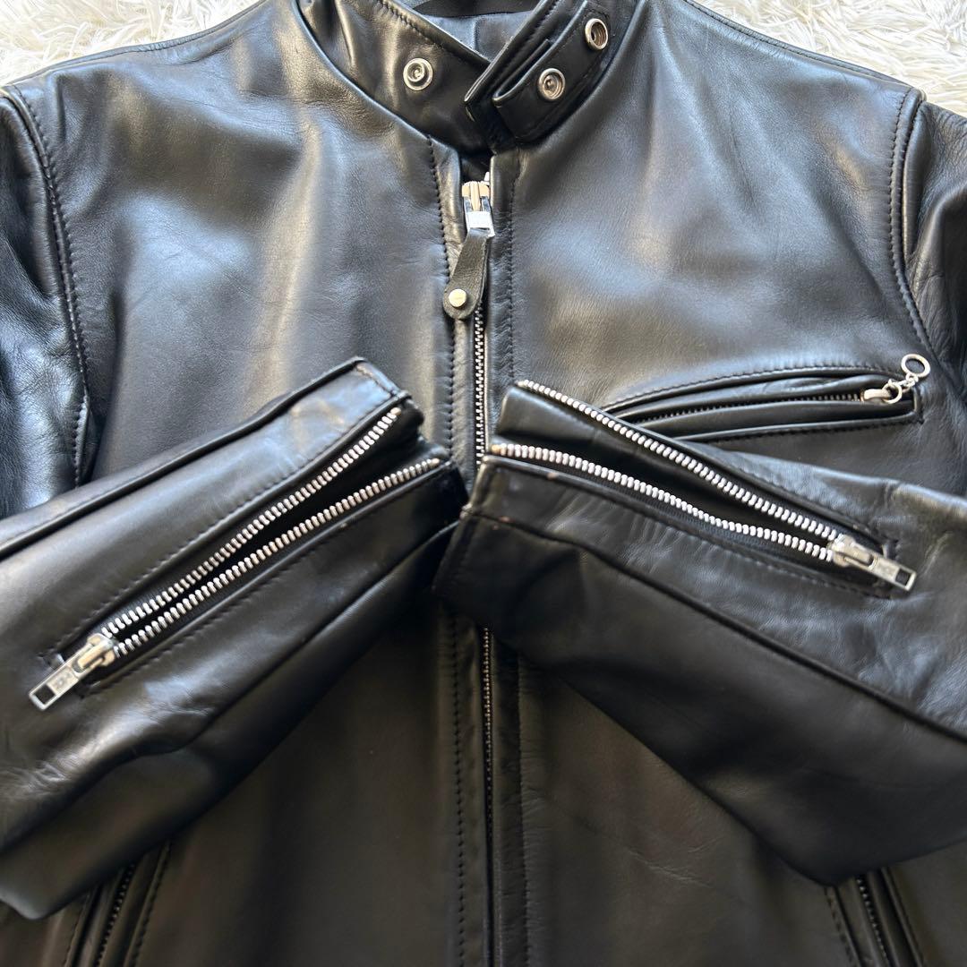 【極美品】ショット　シングル　ライダースジャケット　641 ブラック　M相当