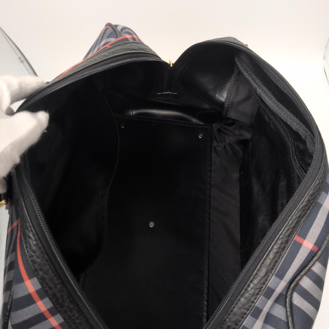 良品✨バーバリー ボストンバッグ ノヴァチェック キャンバス ネイビー