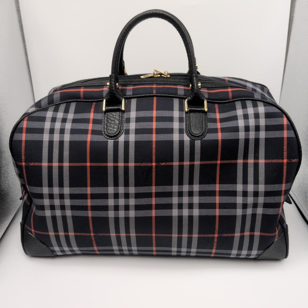 良品✨バーバリー ボストンバッグ ノヴァチェック キャンバス ネイビー