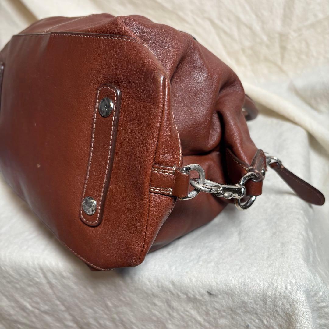 COACHコーチ✨レザー ハンドバッグ ブラウン茶 サイドフック形状変化　y2k