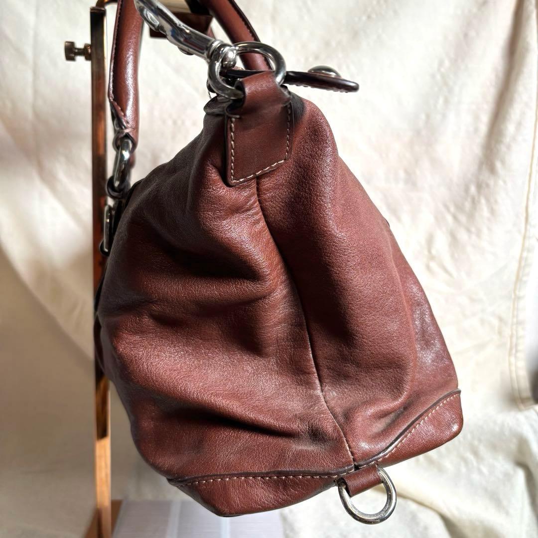 COACHコーチ✨レザー ハンドバッグ ブラウン茶 サイドフック形状変化　y2k