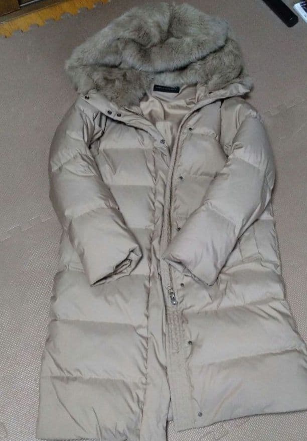 URBAN RESEARCH ラビットファー付きダウンジャケット ベージュ