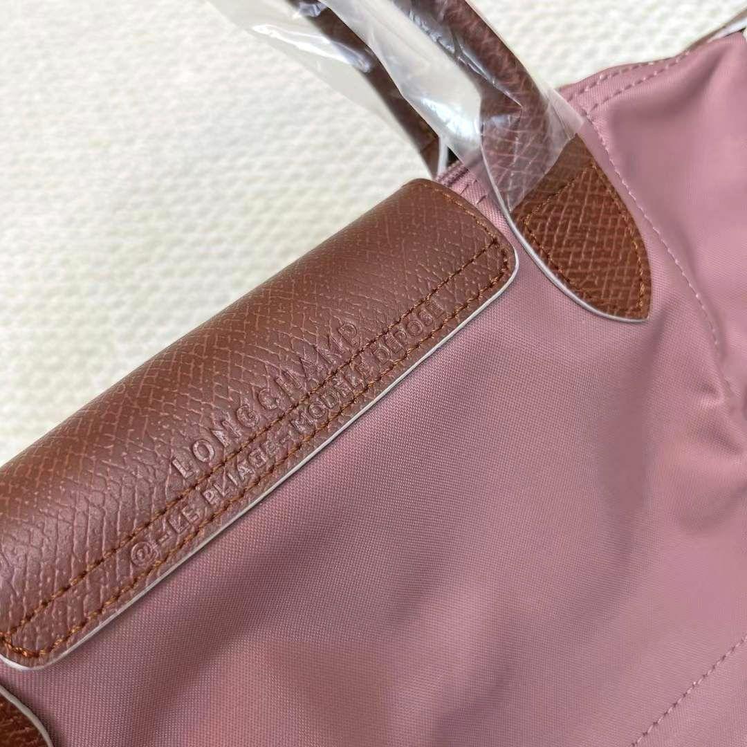 LONGCHAMP ピンク ハンドバッグ エッフェル塔刺繍