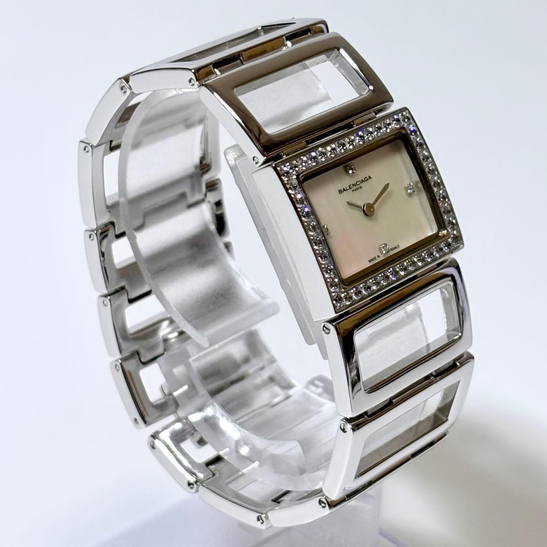 希少 稼働品 BALENCIAGA ブレスウォッチ シェル文字盤 クォーツ BB