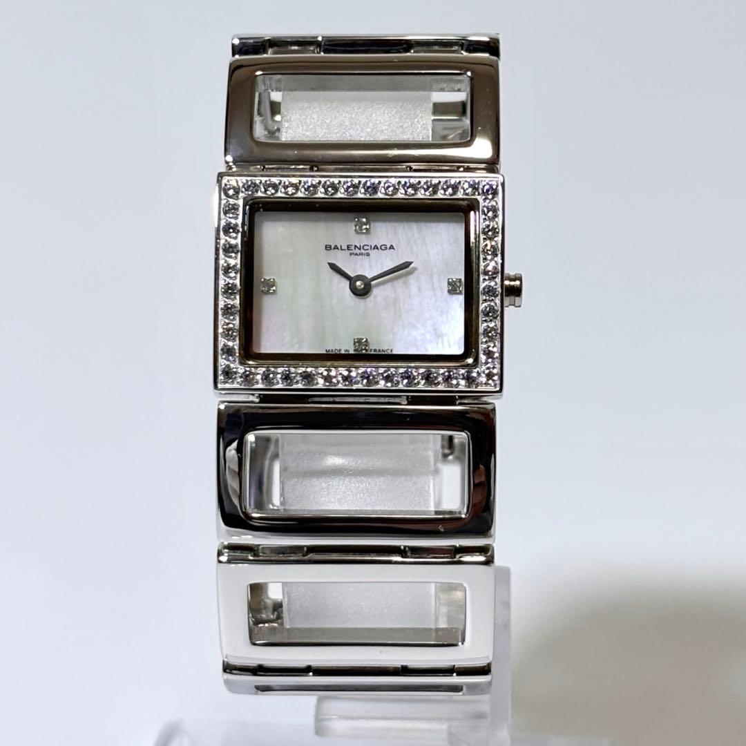 希少 稼働品 BALENCIAGA ブレスウォッチ シェル文字盤 クォーツ BB