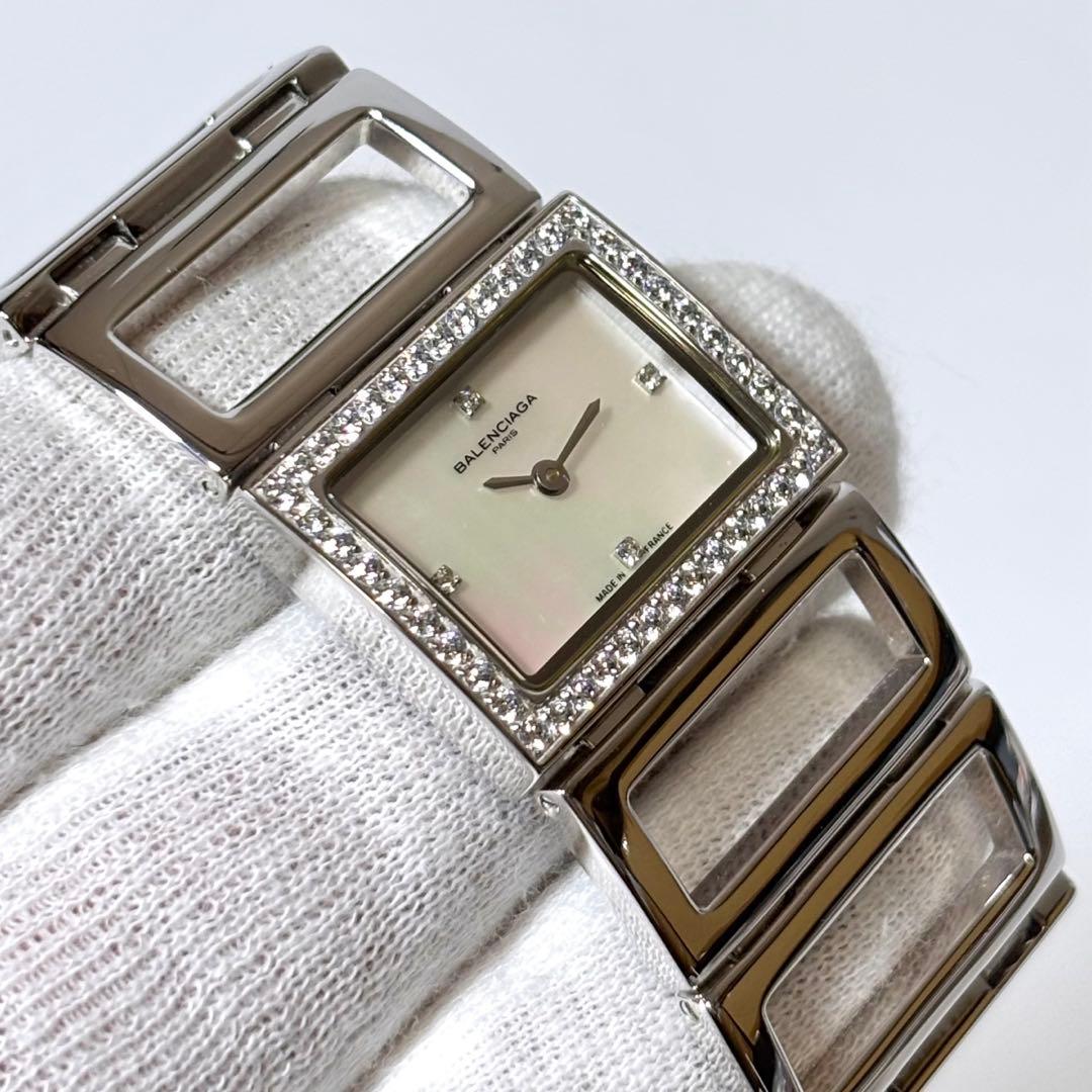 希少 稼働品 BALENCIAGA ブレスウォッチ シェル文字盤 クォーツ BB