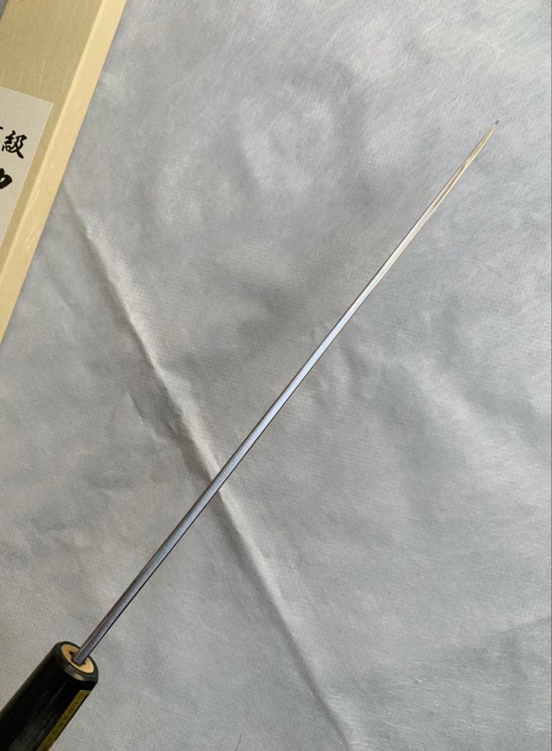 【堺打刃物】　森本光一作　刺身 柳刃　包丁　白鋼　9寸　水牛角柄