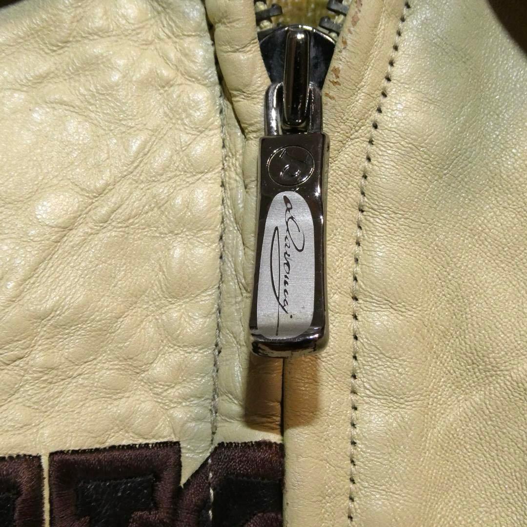 希少デザイン　DAVOUCCI ダヴォッチ レザージャケット クリーム/ブラック