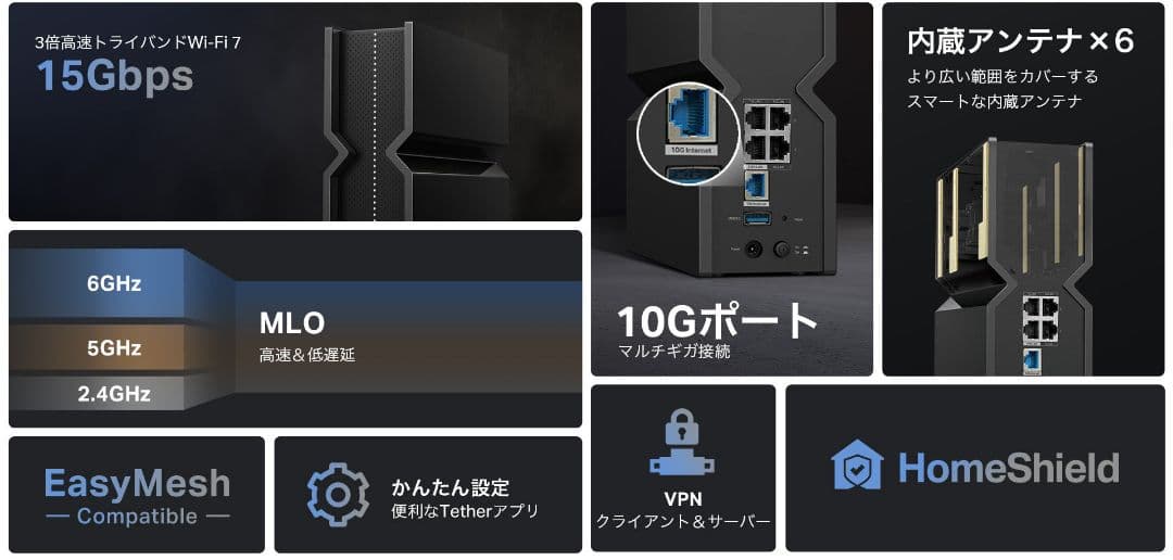 TP-Link Archer BE700 トライバンドルーターWiFi7