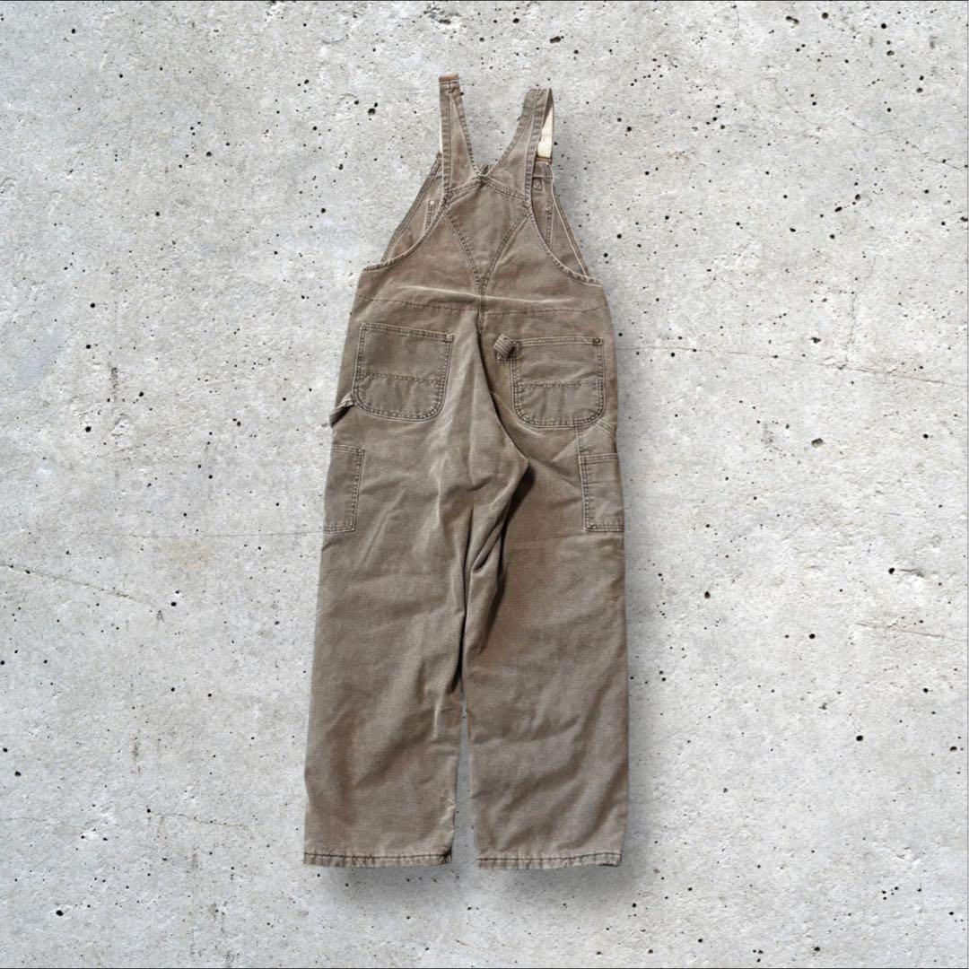 〈カーハート〉オーバーオール　36×30 茶色　ダブルニー　裏地キルティング　j