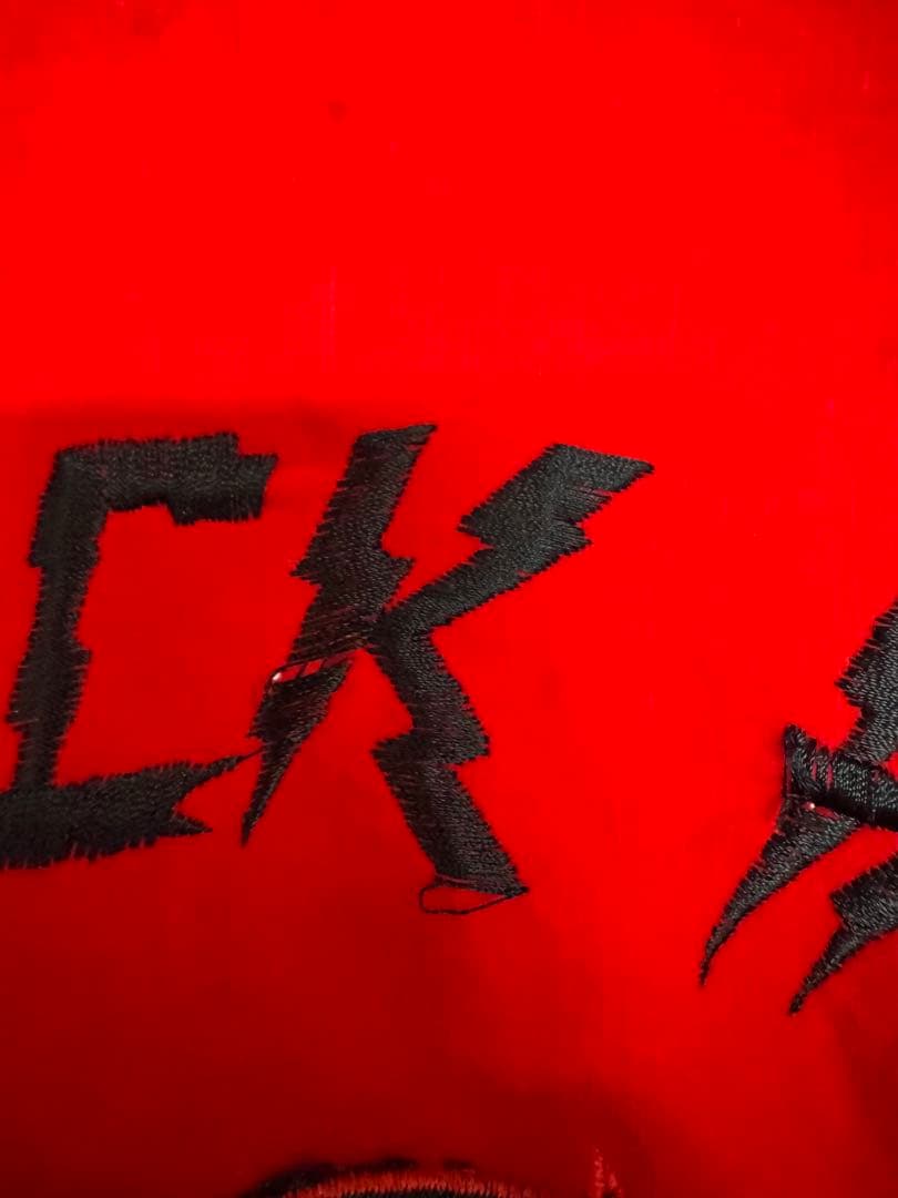 レッド スカジャン ブラックデビル刺繍 フリーサイズ